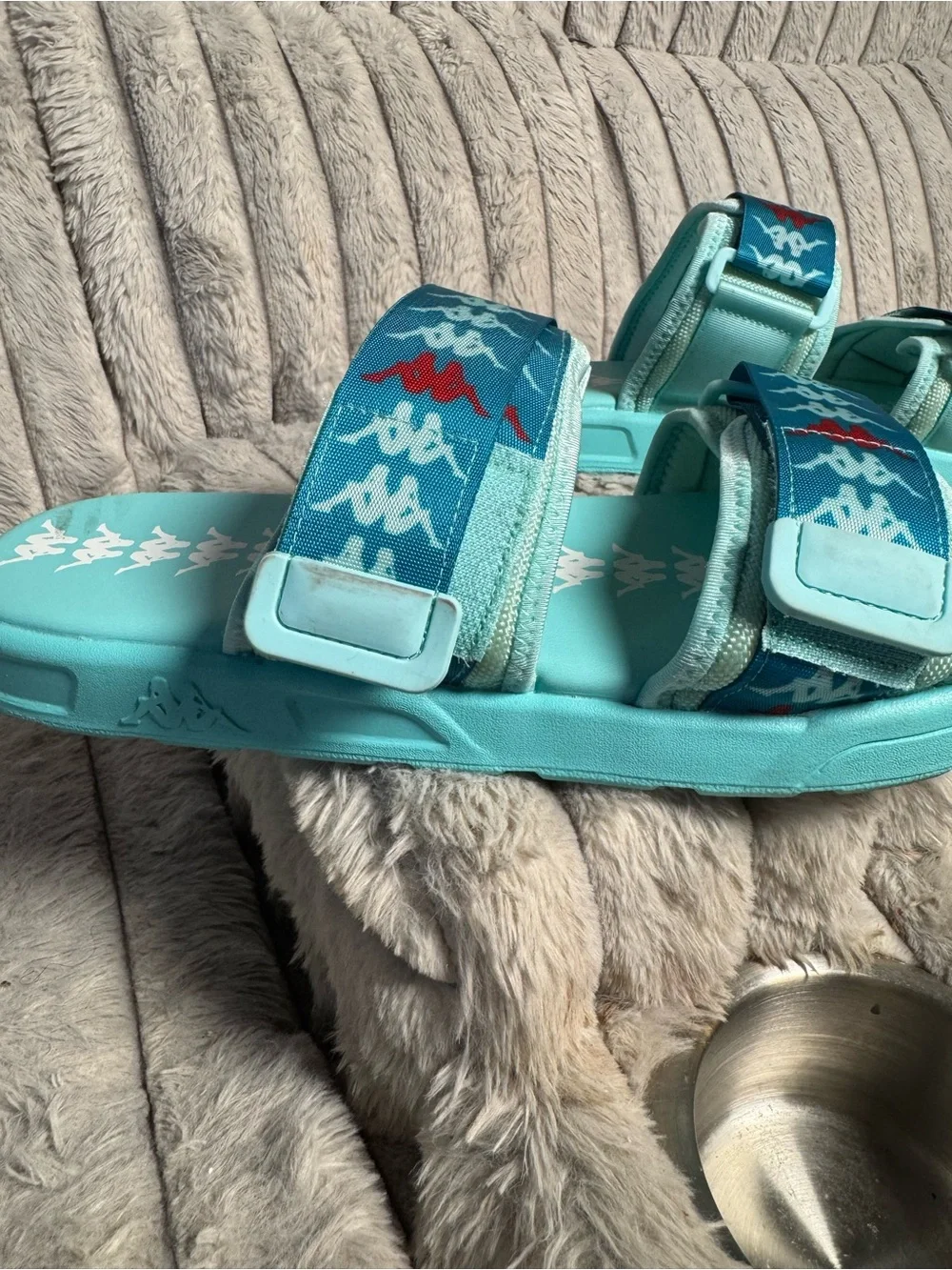 Kappa Aqua Teal Logo-Embossed Slide
